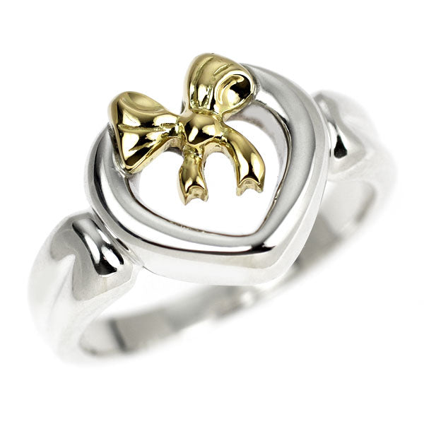Tiffany & Co. SV/ K18YG Ring Ribbon Heart