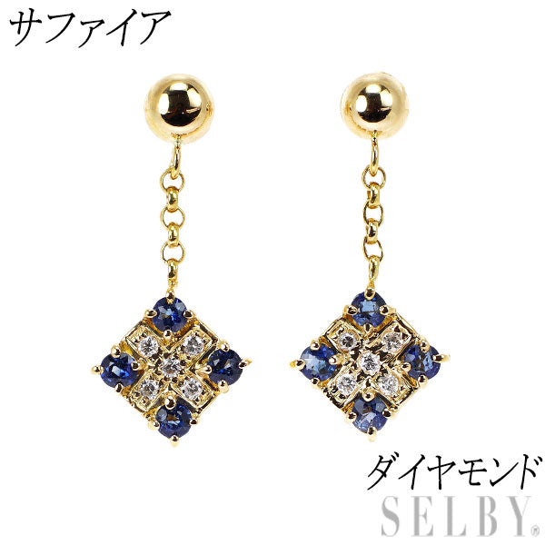K18YG Sapphire Diamond Earrings
