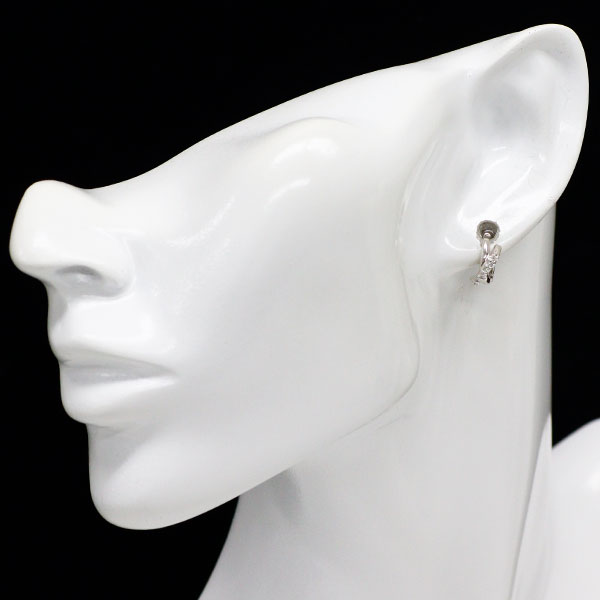 K18WG ダイヤモンド イヤリング 0.16ct フープ
