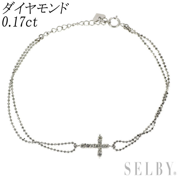 Pt850 ダイヤモンド ブレスレット 0.17ct クロス