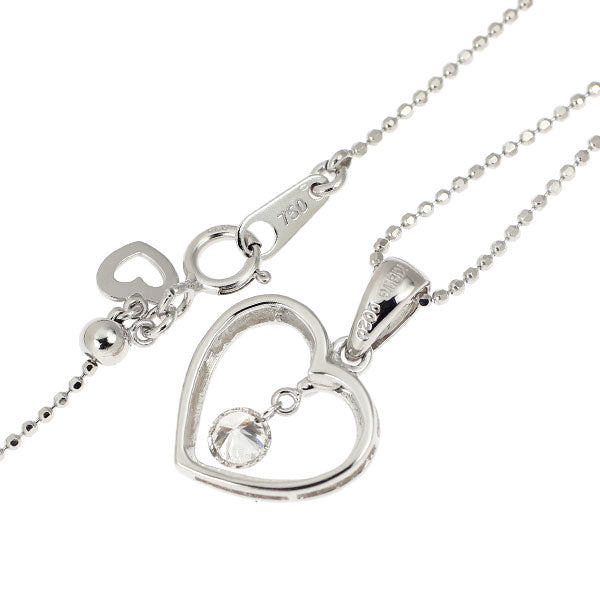 K18WG ストリングホール ダイヤモンド ペンダントネックレス 0.20ct ハート