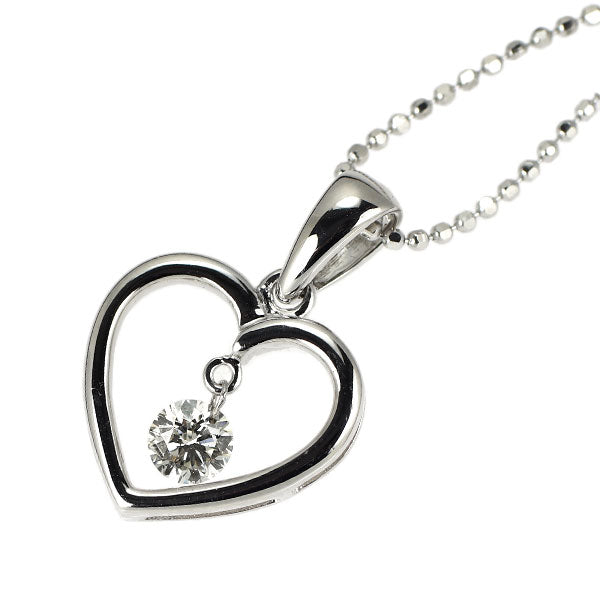 K18WG ストリングホール ダイヤモンド ペンダントネックレス 0.20ct ハート