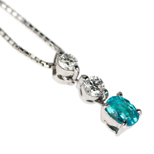 Pt900/ Pt850 ブラジル産 パライバ トルマリン ダイヤモンド ペンダントネックレス 0.17ct D0.12ct