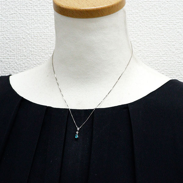Pt900/ Pt850 ブラジル産 パライバ トルマリン ダイヤモンド ペンダントネックレス 0.17ct D0.12ct
