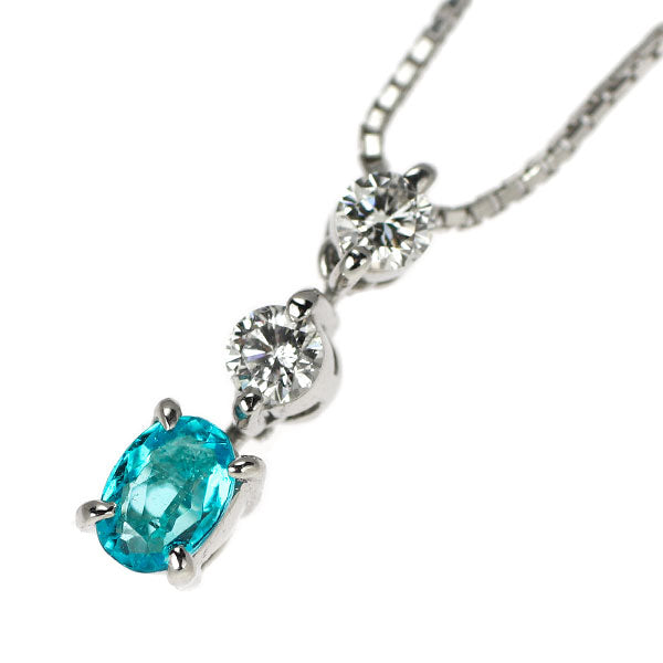 Pt900/ Pt850 ブラジル産 パライバ トルマリン ダイヤモンド ペンダントネックレス 0.17ct D0.12ct
