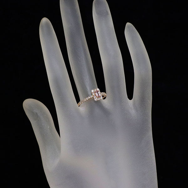 K18PG Padparadscha Sapphire Diamond Ring 0.202ct D0.38ct