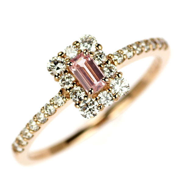 K18PG Padparadscha Sapphire Diamond Ring 0.202ct D0.38ct