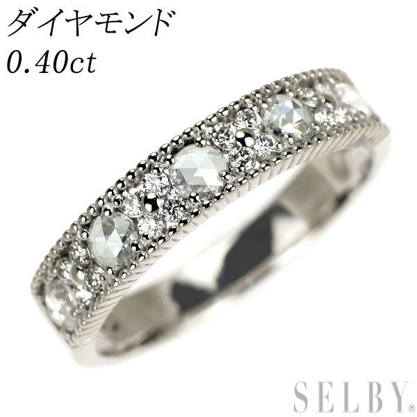 K18WG ローズカット/ラウンド ダイヤモンド リング 0.40ct