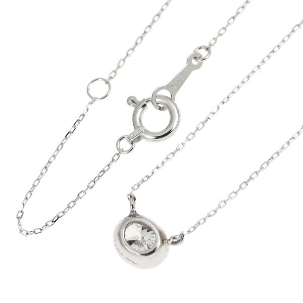 New Pt950/ K18WG Oval Cut Diamond Pendant Necklace 0.372ct H SI1 Forged Milgrain [Escolé]
