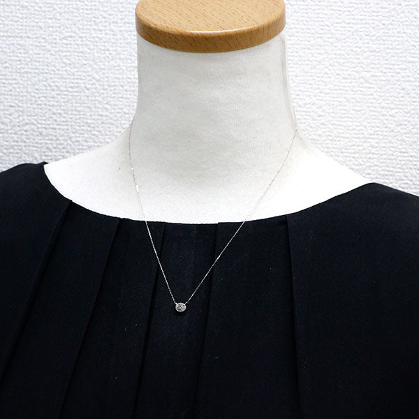 New Pt950/ K18WG Oval Cut Diamond Pendant Necklace 0.372ct H SI1 Forged Milgrain [Escolé]