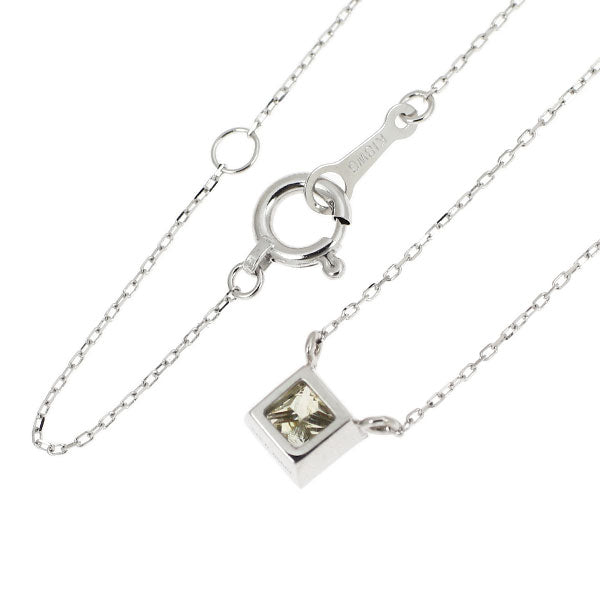 New Pt950/ K18WG Princess Cut Diamond Pendant Necklace 0.313ct M SI1 Forged Milgrain [Escolé]