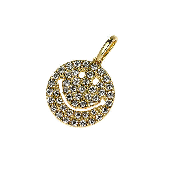 K18YG ダイヤモンド ペンダントトップ 0.20ct パヴェ スマイル リバーシブル