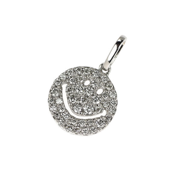 Pt950 Diamond Pendant Top 0.15ct Pave Smile Reversible