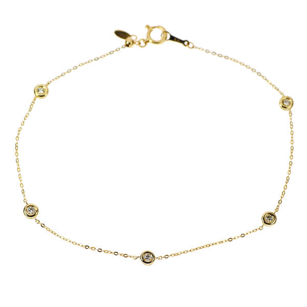 K18YG ダイヤモンド ブレスレット 0.10ct ステーション