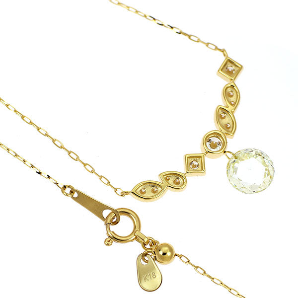 新品 K18YG ローズカット ダイヤモンド ペンダントネックレス 1.109ct LY SI1 D0.17ct【エスコレ】