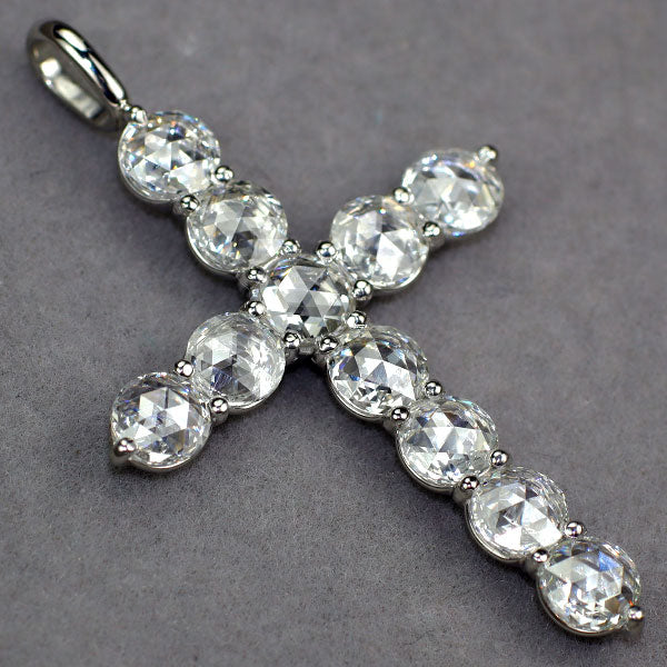 Pt900 ローズカットダイヤモンド ペンダントトップ D3.57ct クロス