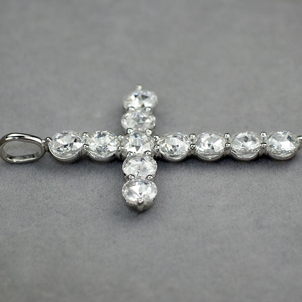 Pt900 ローズカットダイヤモンド ペンダントトップ D3.57ct クロス