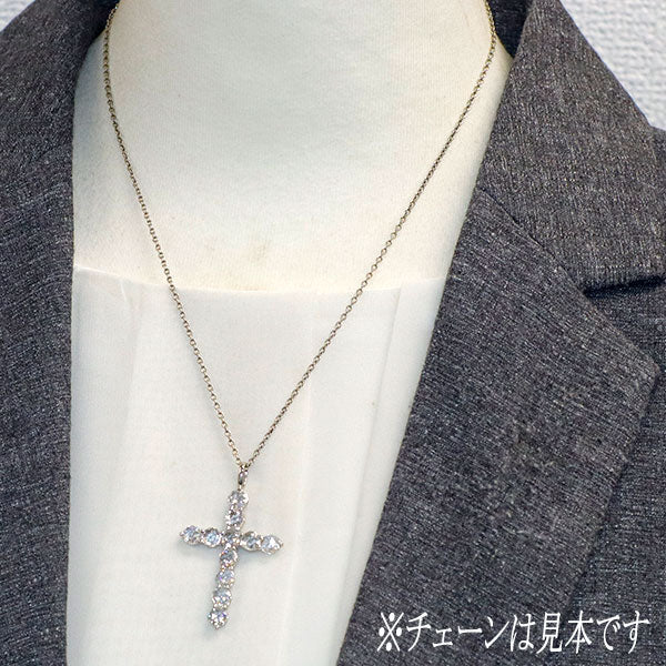Pt900 ローズカットダイヤモンド ペンダントトップ D3.57ct クロス