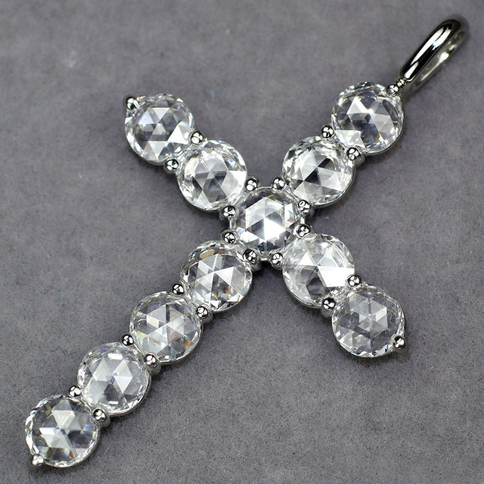 Pt900 ローズカットダイヤモンド ペンダントトップ D3.57ct クロス