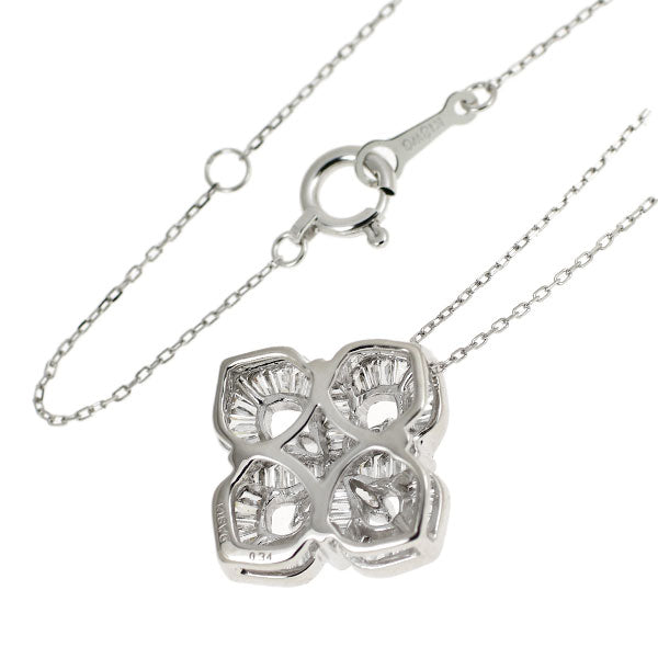 K18WG ダイヤモンド ペンダントネックレス 0.34ct フラワー