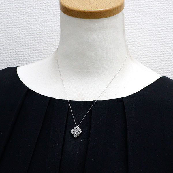 K18WG ダイヤモンド ペンダントネックレス 0.34ct フラワー