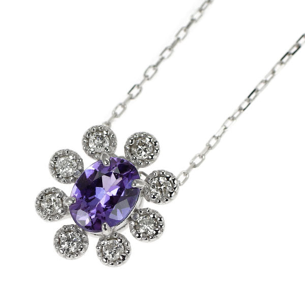 K18WG タンザナイト ダイヤモンド ペンダントネックレス 0.28ct D0.08ct