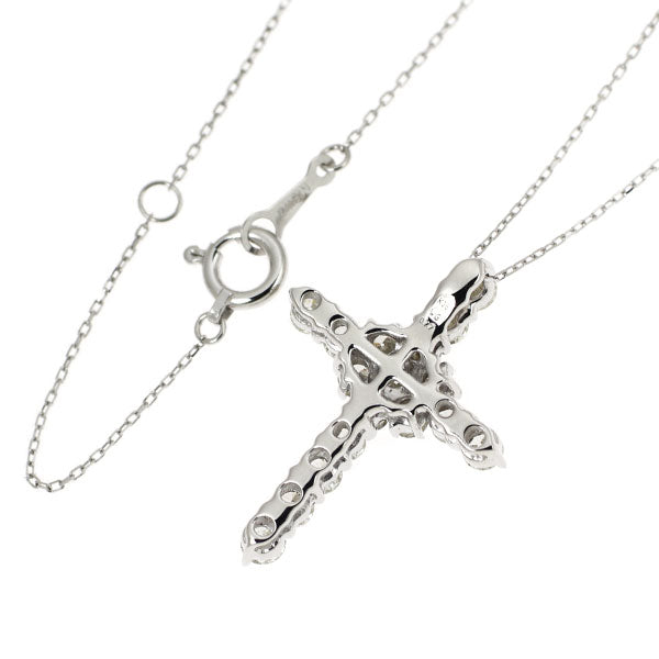 K18WG ダイヤモンド ペンダントネックレス 0.77ct クロス