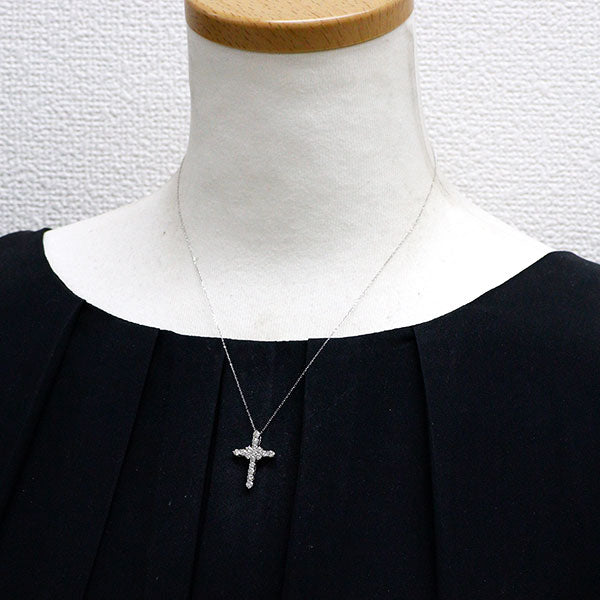 K18WG ダイヤモンド ペンダントネックレス 0.77ct クロス