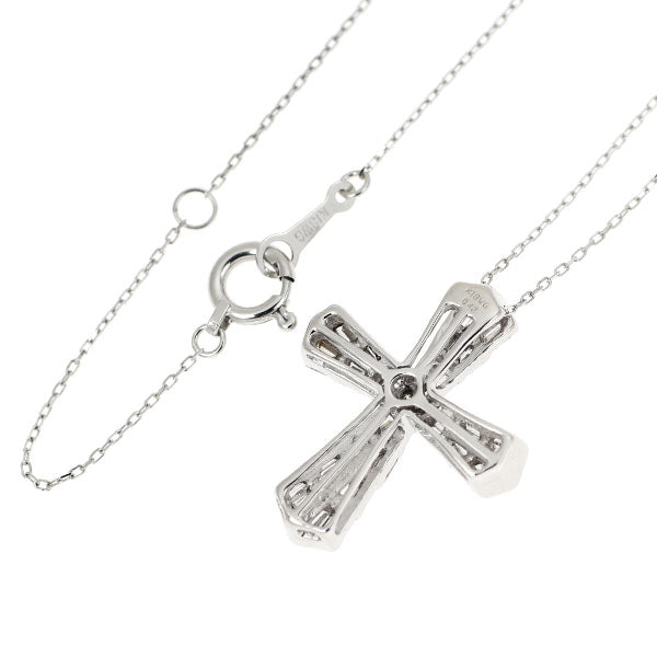 K18WG ダイヤモンド ペンダントネックレス 0.42ct クロス