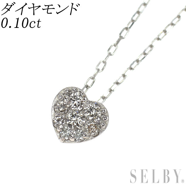 K10WG Diamond Pendant Necklace 0.10ct Heart
