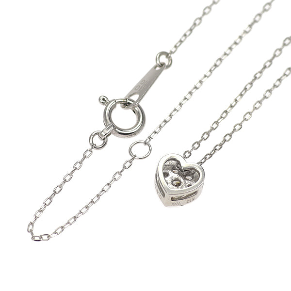 K10WG Diamond Pendant Necklace 0.10ct Heart
