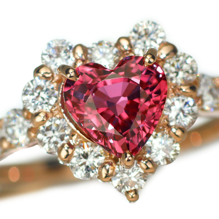 New K18PG Heart Shape Unheated Padparadscha Sapphire Diamond Ring 1.12ct D0.83ct Rare Stone Rare Stone [Escolle]