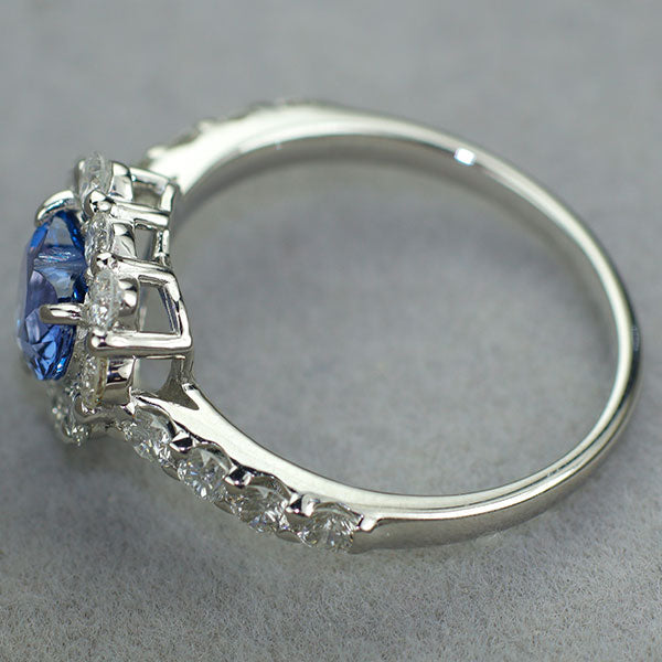 New Pt950 Heart Shape Cobalt Spinel Diamond Ring 1.013ct 0.87 Rare Stone Rare Stone [Escolle]