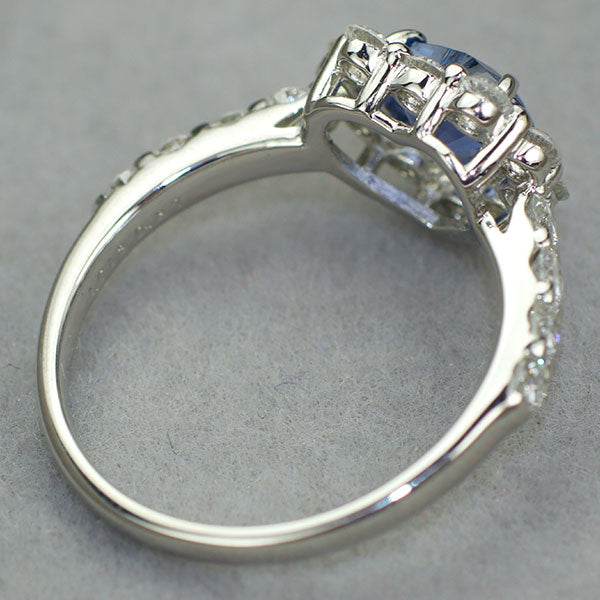 New Pt950 Heart Shape Cobalt Spinel Diamond Ring 1.013ct 0.87 Rare Stone Rare Stone [Escolle]