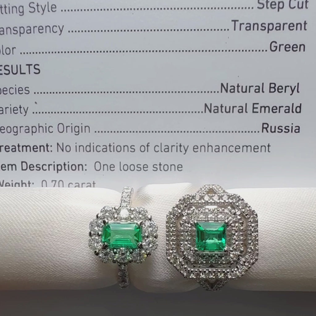 K18WG コロンビア産ノンオイルエメラルド ダイヤモンド リング