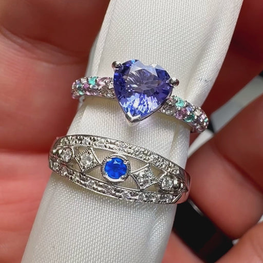 Pt900 アウイナイト ダイヤモンド リング 0.05ct D0.18ct アンティーク  