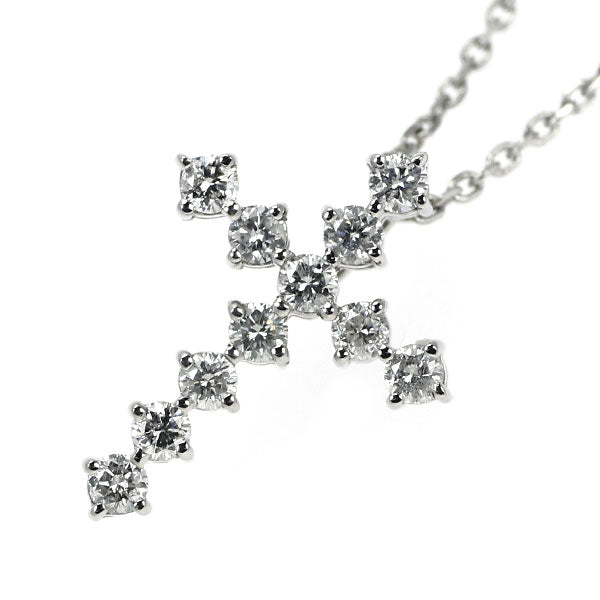 New Pt Diamond Pendant Necklace D0.28ct Cross 