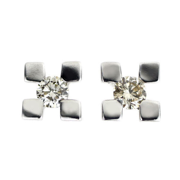 New K18WG diamond earrings D0.16ct 