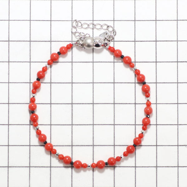 New Magnet SV/K18 Mediterranean Sarge/Huwatari Coral Black Spinel Bracelet Diameter approx. 4.0mm 