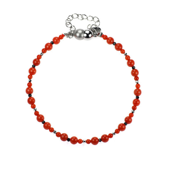 New Magnet SV/K18 Mediterranean Sarge/Huwatari Coral Black Spinel Bracelet Diameter approx. 4.0mm 