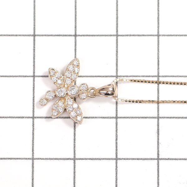 K18PG Diamond Pendant Necklace 0.26ct Dragonfly 