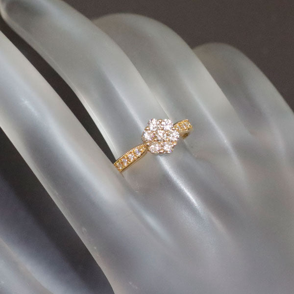 K18YG diamond ring 0.50ct flower 