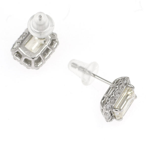 新品 Pt950/ Pt900 エメラルドカット ダイヤモンド ピアス 2.02ct M/N SI2 D0.34ct