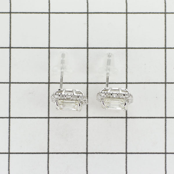 新品 Pt950/ Pt900 エメラルドカット ダイヤモンド ピアス 2.02ct M/N SI2 D0.34ct