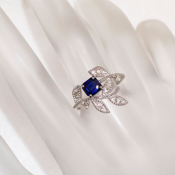 新品 希少 Pt900 非加熱ロイヤルブルーサファイア ダイヤモンド リング 0.75ct D0.20ct