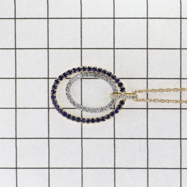 K18YG/Pt900 Sapphire Diamond Pendant Necklace 0.68ct D0.25ct 