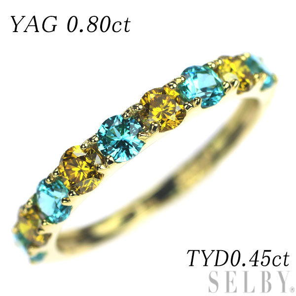 K18YG YAG ダイヤモンド リング 0.80ct TYD0.45ct ハーフエタニティ