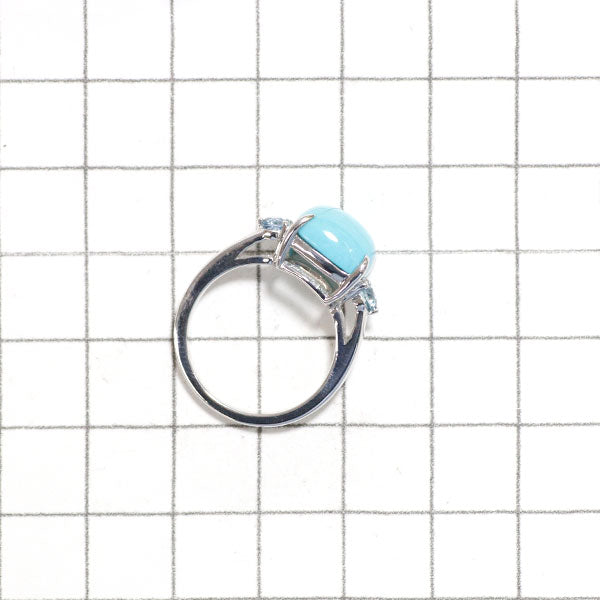 K18WG トルコ石 アクアマリン リング 4.11ct A0.17ct