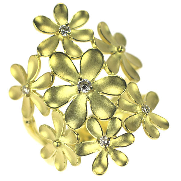 K18YG diamond ring 0.13ct flower 