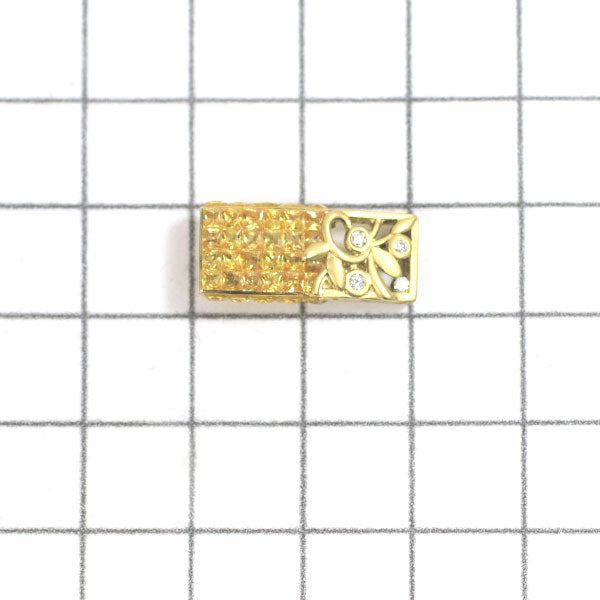 K18YG Yellow Sapphire Diamond Pendant Top 1.57ct D0.06ct 